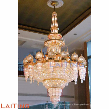 Grand lustre en cristal de lustre d&#39;hôtel de lustre en cristal d&#39;or de couleur 62030